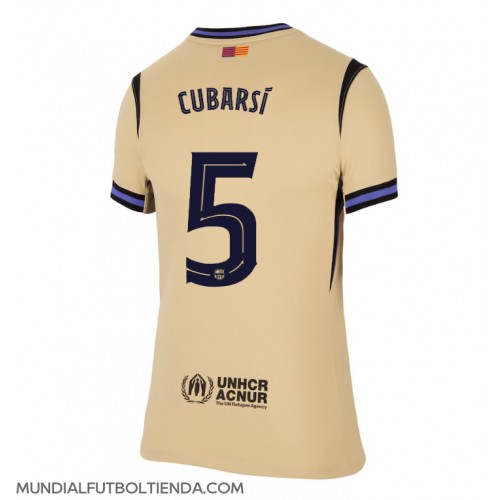 Camiseta Barcelona Pau Cubarsi #5 Segunda Equipación Replica 2025-26 para mujer mangas cortas